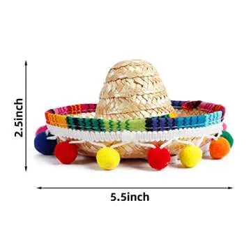 Crazy Night Mini Sombrero Top Hat Headband Tiny Straw Hat Cinco De Mayo Small Sombreros for Baby Kids Dog Cat,Mexican Fiesta Birthday Party Supplies Topper Centerpiece Table Decor De Viva Mexico Para