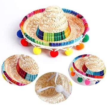 Crazy Night Mini Sombrero Top Hat Headband Tiny Straw Hat Cinco De Mayo Small Sombreros for Baby Kids Dog Cat,Mexican Fiesta Birthday Party Supplies Topper Centerpiece Table Decor De Viva Mexico Para
