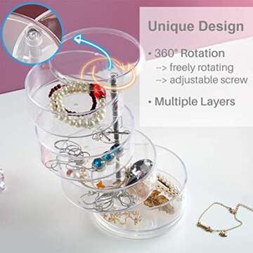 5-Layer Rotatable Jewelry Organizer for Women