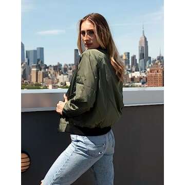 Zeagoo Womens Lightweight Jackets Zip Up Coat Casual Bomber Jacket Outwear