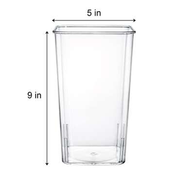 Suwimut 4 Pack Acrylic Flower Vase, Clear Square Tapered Table Flowers Vase Decorative Centerpiece f...