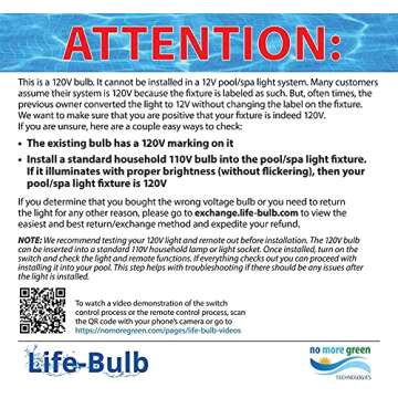 Life-Bulb Color LED Pool Lights - 500W Equivalent, 120V RGB Bulbs for Inground Pools