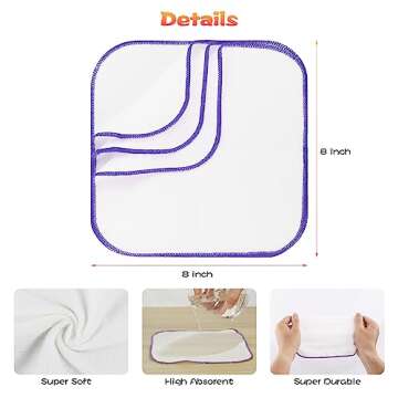 FAMOPLAY 54 Packs Flannel Reusable Baby Wipes Cloth Wipes with Blue Wipes Dispenser, Reusable & Natural Skin-Friendly Cloth Baby Wipes, Body Face Hand Washcloth Essential for Cloth Diapers