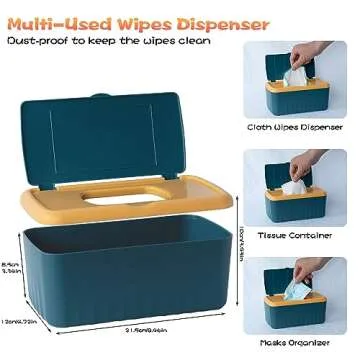 FAMOPLAY 54 Packs Flannel Reusable Baby Wipes Cloth Wipes with Blue Wipes Dispenser, Reusable & Natural Skin-Friendly Cloth Baby Wipes, Body Face Hand Washcloth Essential for Cloth Diapers