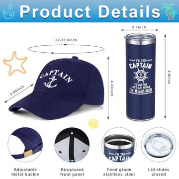 Handepo Boating Accessories Gifts for Men Boat Captain Cap I'm Captain Tumbler Boating Baseball Cap ...