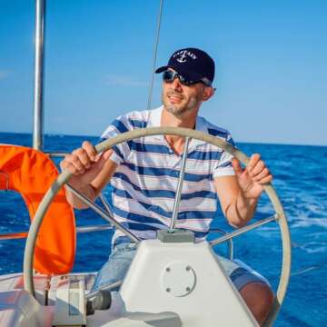 Handepo Boating Accessories Gifts for Men Boat Captain Cap I'm Captain Tumbler Boating Baseball Cap Nautical Cups Stainless Steel Coffee Mug Summer Gifts (Navy Blue)