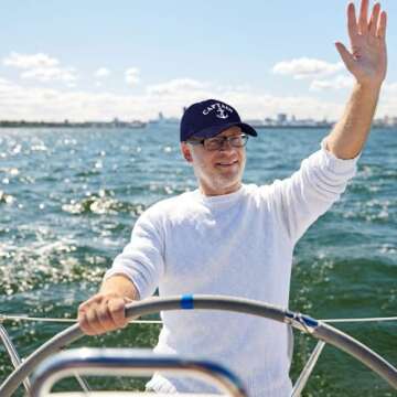 Handepo Boating Accessories Gifts for Men Boat Captain Cap I'm Captain Tumbler Boating Baseball Cap Nautical Cups Stainless Steel Coffee Mug Summer Gifts (Navy Blue)