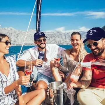 Handepo Boating Accessories Gifts for Men Boat Captain Cap I'm Captain Tumbler Boating Baseball Cap Nautical Cups Stainless Steel Coffee Mug Summer Gifts (Navy Blue)