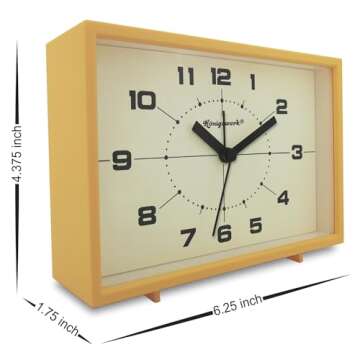 Königswerk Analog Alarm Clock, 6 inch Silent Non Ticking Small Clock with Night Light, Battery Oper...