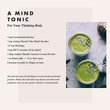 Anima Mundi The Mind Energizing Brain Tonic - Lion's Mane Mushroom Supplement - Organic Adaptogenic Powder for Mood, Memory and Brain Support - Formulated with Ginkgo & Mucuna (4.5oz)