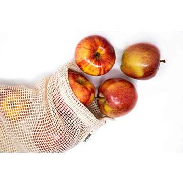 Ecoture Eco Friendly Reusable Produce Bags in Mesh and Muslin for Fruit and Vegetable Storage | Bonu...