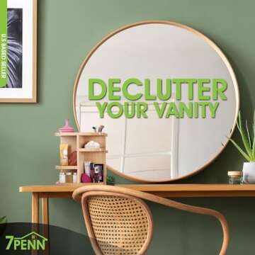 7Penn 11in Bamboo Cosmetic Organizer - Rotating Storage Solution