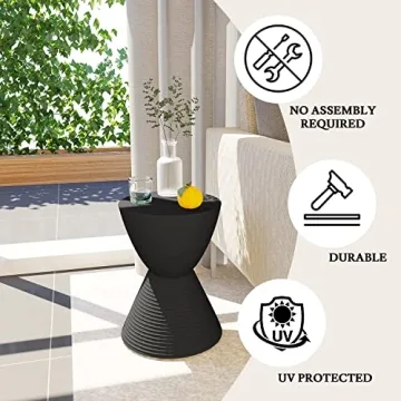 LeisureMod Modern Hourglass Side Table for Indoor Outdoor Use