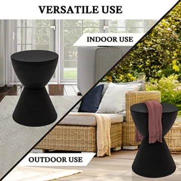 LeisureMod Modern Hourglass Side Table for Indoor Outdoor Use