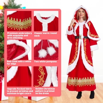 Elegant VAPICK Mrs Claus Costume 3PCS Plus Size Outfit