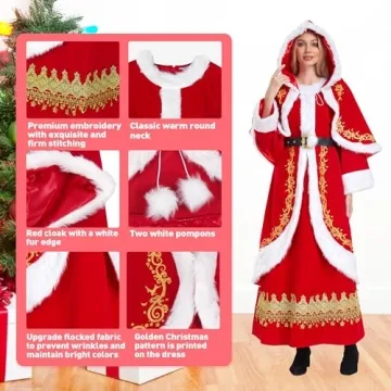 Elegant VAPICK Mrs Claus Costume 3PCS Plus Size Outfit