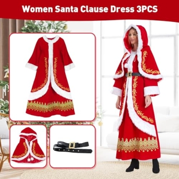 Elegant VAPICK Mrs Claus Costume 3PCS Plus Size Outfit