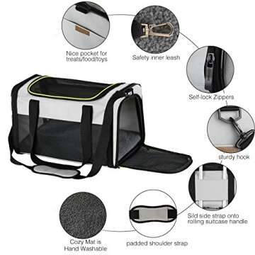 Cat Carrier - Portable Foldable Dog Pet Carrier, Soft-Sided Pet Bag up to 15 Lbs, Airline Approved Travel Puppy Carrier