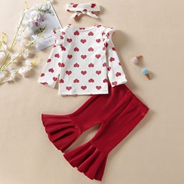 Toddler Baby Girl Valentine's Day Outfit with Flare Pants