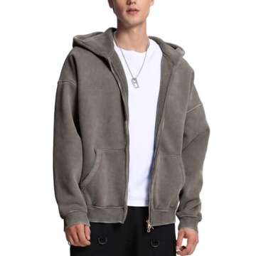 Failable Mens Womens Double Zip Up Acid Wash Oversized Hoodie - Vintage Y2K Style