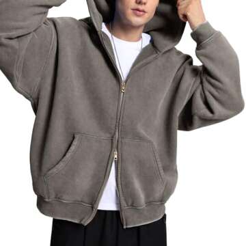 Failable Acid Wash Oversized Zip Up Unisex Hoodie