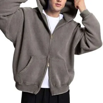 Failable Acid Wash Oversized Zip Up Unisex Hoodie