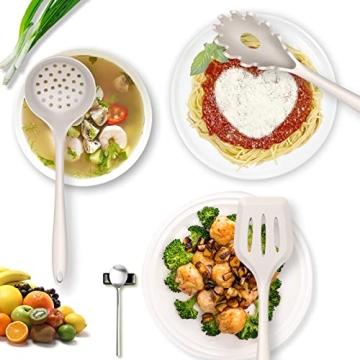 Heat Resistant Silicone Kitchen Utensils Set - Khaki