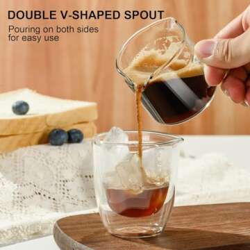 PARACITY Espresso Cup with Handle set of 2, Double Spout Glass Measuring Cup with Dual Scale, Espres...
