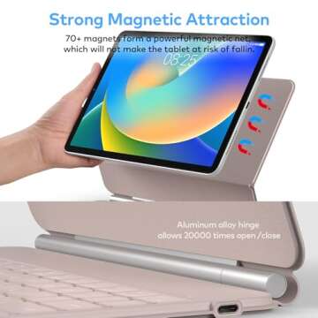 Keyboard Case for iPad 10th generation 2022 – Magic-Style Magnetic Keyboard Case with Multi-Touch Trackpad Compatible with iPad 10.9 inch 10th Gen – Floating Cantilever Stand–Wireless Keyboard Case