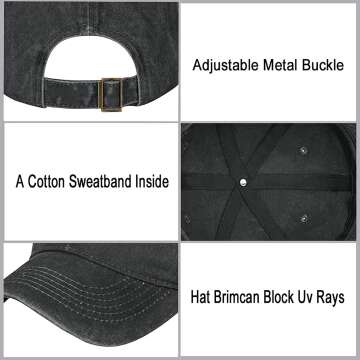 Heucapc Rainbow Denim Baseball Hat - Adjustable & Vintage