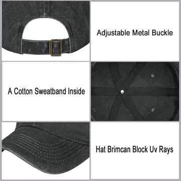 Heucapc Rainbow Denim Baseball Hat - Adjustable & Vintage