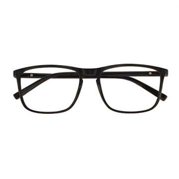 OCCI CHIARI Reading Glasses Men's Rectangle Reader Durable Spring Hinge (Bright Black, 1.50)