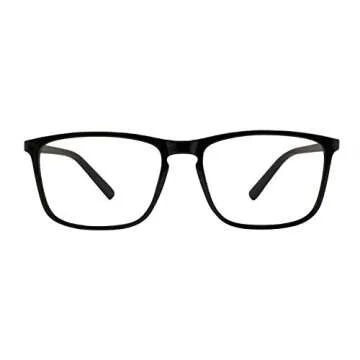 OCCI CHIARI Reading Glasses Men's Rectangle Reader Durable Spring Hinge (Bright Black, 1.50)