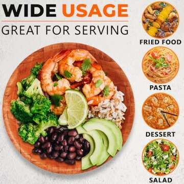 6Pcs Wooden Salad Bowl Set - 8 Inch Decorative Bowls for Kitchen Large Serving Bowls for Entertaining Small Snack Bowls Set Soup - Fruit Bowl for Kitchen Counter Salad Bowls for Lunch Serving Bowl Set