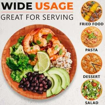 6Pcs Wooden Salad Bowl Set - 8 Inch Decorative Bowls for Kitchen Large Serving Bowls for Entertaining Small Snack Bowls Set Soup - Fruit Bowl for Kitchen Counter Salad Bowls for Lunch Serving Bowl Set