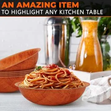 6Pcs Wooden Salad Bowl Set - 8 Inch Decorative Bowls for Kitchen Large Serving Bowls for Entertaining Small Snack Bowls Set Soup - Fruit Bowl for Kitchen Counter Salad Bowls for Lunch Serving Bowl Set