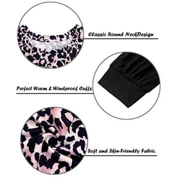 TIYOMI Plus Size Shirts Women Raglan Long Sleeve Pullover Round Neck Colorblock Color Block Tops Leopard Cheetah Animal Print Tunic Autumn Fall Winter Spring Hoodless Sweater Brown Pink Black 2XL