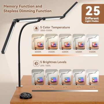 Pzloz Adjustable LED Desk Lamp with Remote Control