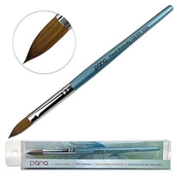 PANA Kolinsky Acrylic Nail Brush with Teal Wood Handle