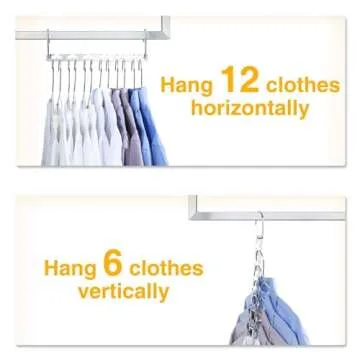 HOUSE DAY Space Saving Hangers for Clothes 6 Pack, Heavy Duty Hanger Organizer | 30 Lbs Capacity |, Metal Magic Hanger, Sturdy Multi Hangers, Closet Space Saver Hangers Closet Organizers and Storage