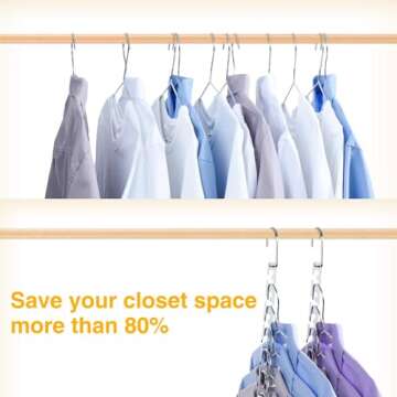 HOUSE DAY Space Saving Hangers for Clothes 6 Pack, Heavy Duty Hanger Organizer | 30 Lbs Capacity |, Metal Magic Hanger, Sturdy Multi Hangers, Closet Space Saver Hangers Closet Organizers and Storage
