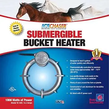 Farm Innovators Model W-409 Submergible Bucket Livestock Water 1000 Watt Heater with Attached Guard