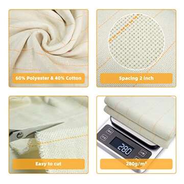 SECIVLOT Tufting Cloth,Monks Cloth 79"x59" Primary Tufting Cloth Rug Fabric with Marked Lines,Monk Cloth for Punch Needle,Tufting Gun