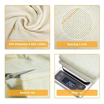 SECIVLOT Tufting Cloth,Monks Cloth 79"x59" Primary Tufting Cloth Rug Fabric with Marked Lines,Monk Cloth for Punch Needle,Tufting Gun