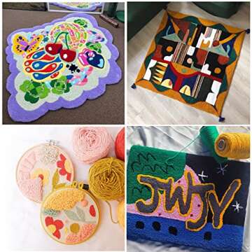 SECIVLOT Tufting Cloth,Monks Cloth 79"x59" Primary Tufting Cloth Rug Fabric with Marked Lines,Monk Cloth for Punch Needle,Tufting Gun