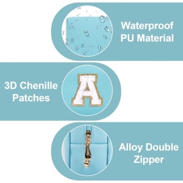 Small Personalized Makeup Bag with Initial Patch for Gifts