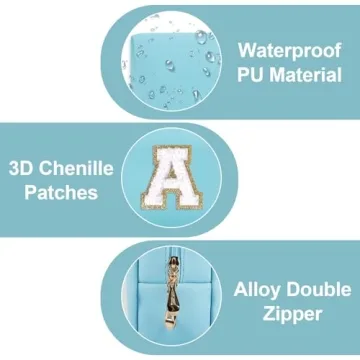 Small Personalized Makeup Bag with Initial Patch for Gifts