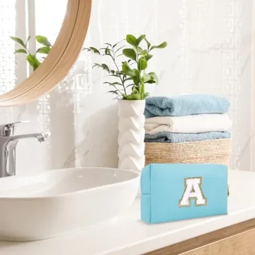 Small Personalized Makeup Bag with Initial Patch for Gifts