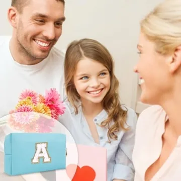 Small Personalized Makeup Bag with Initial Patch for Gifts