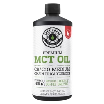 100% Coconut MCT Oil Liquid - MCT Oil C8 C10 for Sustained Mental Energy & Focus Support Great for S...